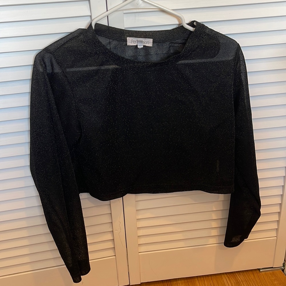 Shimmery black crop top